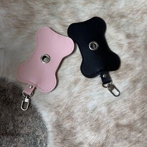 Pink and Black Dog Bone Shaped Poop Bag Holders